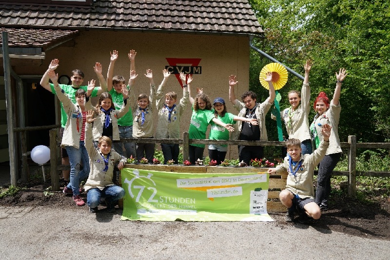Gruppenbild Team Falke bei der 72-Stunden-Aktion 2019 des BDKJ
